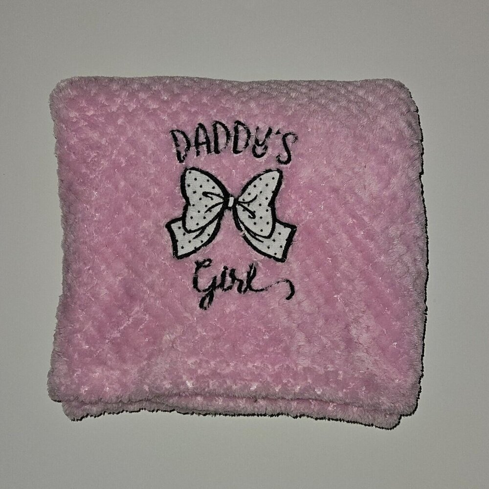 Daddy's Girl Bow Pink Baby Blanket Waffle Weave 28x40 Allura Princess Rose
